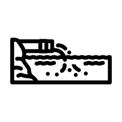 iron rich waste polluting local water bodies line icon vector illustration