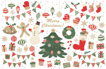 クリスマスモチーフあしらいベクターイラストセット