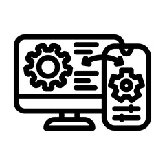 remote access line icon vector illustration