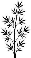 Naklejka premium Elegant Bamboo Silhouette A Black and White Botanical Illustration
