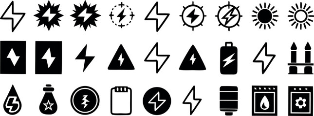 Electricity And Energy Set Vector Vector Illustration