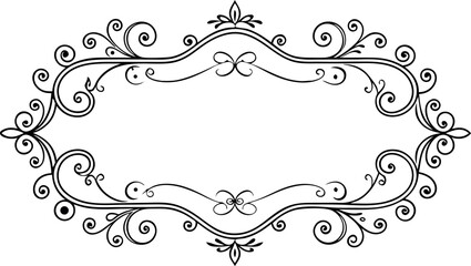 Vector art of a decorative vintage frame with elegant scrolls and flourishes, isolated on white background