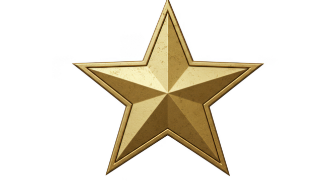 Isolated Transparent Background of Golden Star Award Excellence Symbol