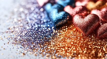 Photorealistic close-up of biodegradable glitter (eco-glitter), showing texture, isolated pile on white, symbolizing sustainable celebration.