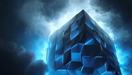 3D LED icon with interstellar cloud lights glowing in soft blue tones, creating a peaceful effect.