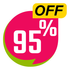 95 percent off, 95% discount creative composition, Product presentation, mock up, podium. Sale banner and poster, vector illustration.