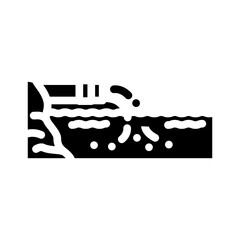 iron rich waste polluting local water bodies glyph icon vector illustration