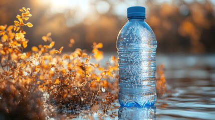 Photorealistic image of a water bottle with a UV water purifier cap, isolated on a pure Transparent background, representing clean water tech, travel safety, health innovation.