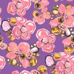 Abstract flower watercolour seamless floral pattern design new creative multi colour textile design digital creators art design repeat pattern fabric print design 