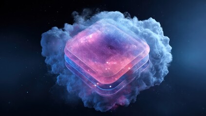 LED icon with galaxy cloud layers in a gradient style, creating a multi-dimensional look.