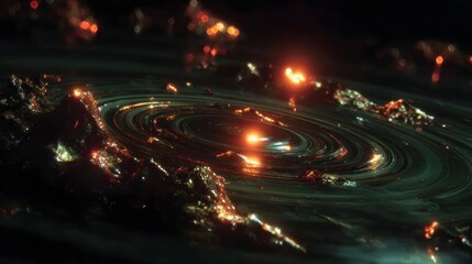 Captivating abstract composition featuring a swirling luminous vortex of dynamic multi colored lights and energy flows
