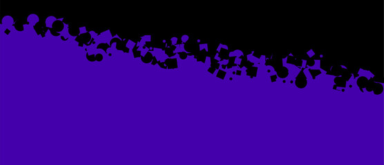 Abstract black shapes transition to solid violet background