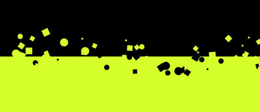 Geometric composition black backdrop, chartreuse field, shapes