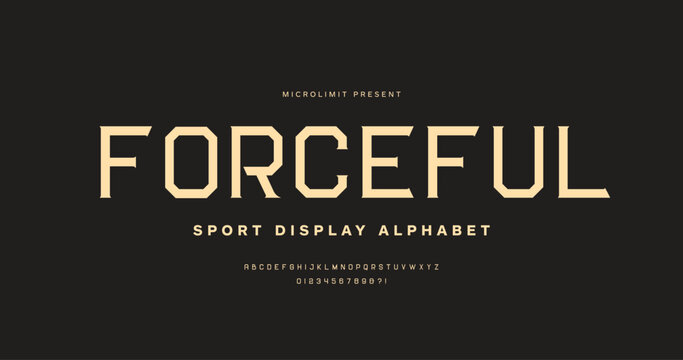 Forceful: a strong varsity-style font with bold American sport flair. Classic collegiate lettering perfect for athletic branding, merchandise, and urban graphic projects.