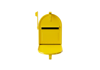 Isolated Transparent Background of Yellow Mailbox For Receiving Letters