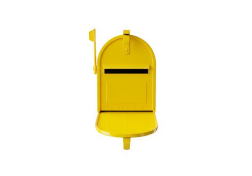 Isolated Transparent Background of Yellow Mailbox For Receiving Letters