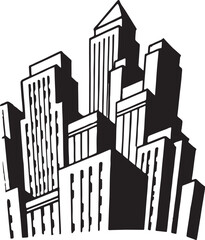 Fototapeta premium Print Stylized Cityscape Buildings Outline