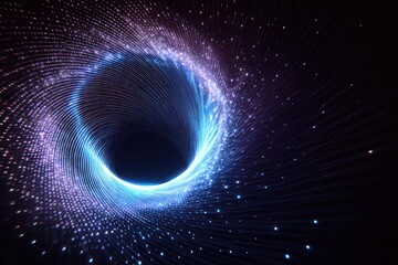 Smart LED panel featuring a black hole warp effect, warping the light in a cosmic spiral.
