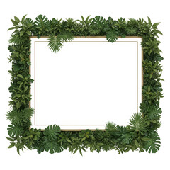 Isolated Transparent Background Square Green Frame with Natural Foliage
