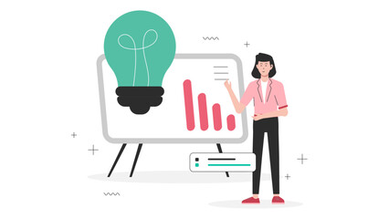 Startup founders analyzing product-market fit flat vector illustration