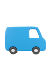 Isolated 3D Rendering of Blue Delivery Van Transport Vehicle Isolated Background