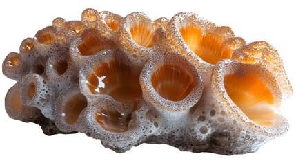 Realistic cluster of small, clean barnacles. Detail on structure, studio lighting, isolated on a pure Transparent background with shadow.