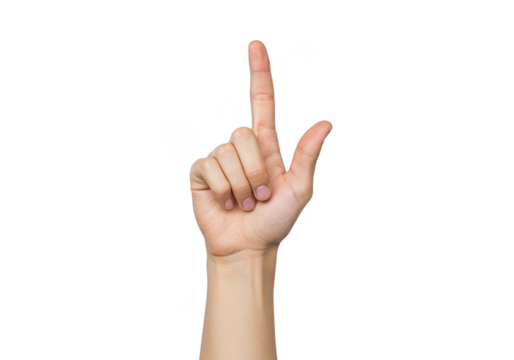 Isolated Transparent Human Hand Finger Pointing Up Gesture Communication