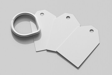 spread blank textured paper flash card with ring children learning item mockup template 3d render illustration isolated top view