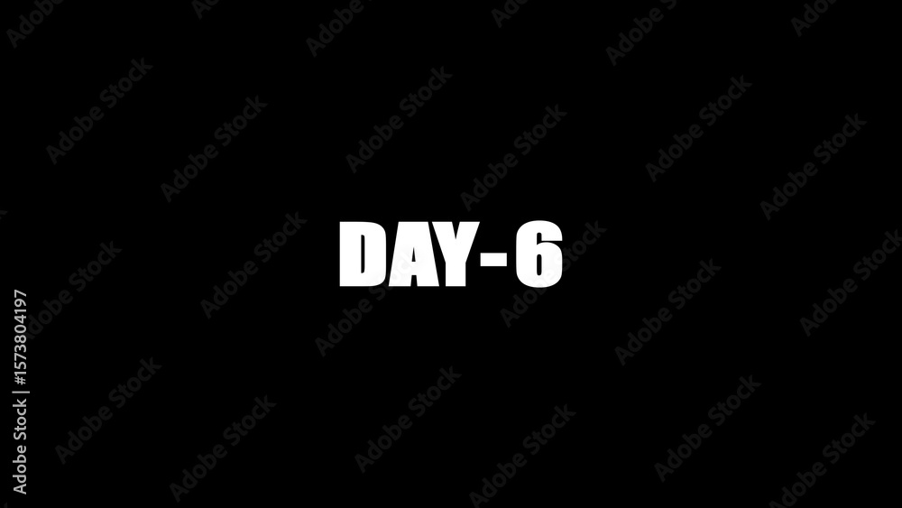 Fototapete day-6: text icon on a black background. days countdown text background. icon calendar day, number 6
