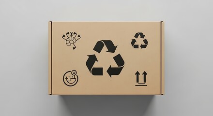 Eco-Friendly Cardboard Packaging Sustainable Shipping Box with Recycling Symbols