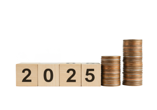 Isolated 2025 Finance Growth Showing Increasing Coins Investment Stack