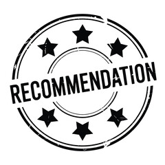 Black recommendation stamp with stars for approved or best choice