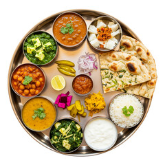 Authentic indian thali meal: traditional cuisine platter