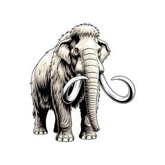 Ancient mammoth on a white background