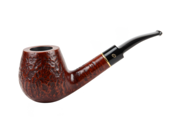 Isolated Transparent Smoking Pipe Made of Briar Wood for Tobacco