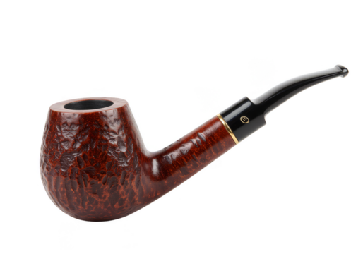 Isolated Transparent Smoking Pipe Made of Briar Wood for Tobacco