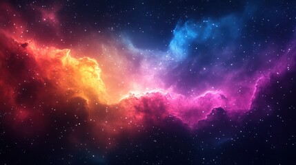 Cosmic Nebula Colorful cloudscape, stellar background, space exploration, design element