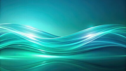 Abstract Teal Wave Design  Fluid Lines and Glowing Luminous Effects for Modern Backgrounds