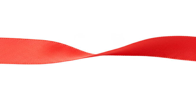 Isolated Abstract Red Ribbon Wave Curve Flow Element in Transparent Background