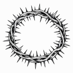 Intricate crown of thorns with sharp spikes on a white background