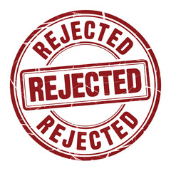 Red rejected stamp with grunge texture on white background