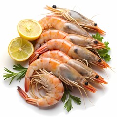 Fresh Shrimp, Seafood Prawns on white background