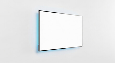 Wall Mounted Blank Screen Smart TV with Backlight on White Wall
