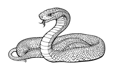 Fototapeta premium Snake Outline Vector – Simple Elegant Line Drawing for Coloring Use