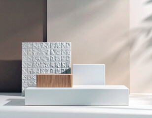 Modern product shot with pixelated overlay, textured grain background, warm tones