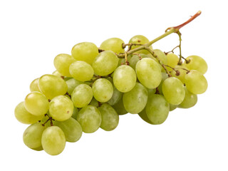 Fototapeta premium A vibrant bunch of fresh, green grapes with a delicate stem, glistening and plump, isolated on a pure transparent background