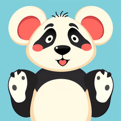 Obraz premium Cute cartoon panda holding a heart and flower isolated on white background