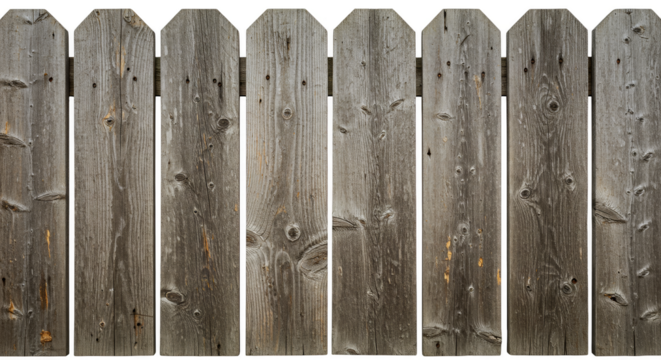 Isolated Background of Weathered Wooden Fence Material in Transparent Png