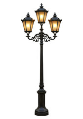 Street lamp isolated on white or transparent background. PNG