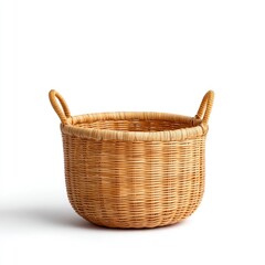 Obraz premium Handwoven Wicker Basket with Handles for Home Decor and Storage